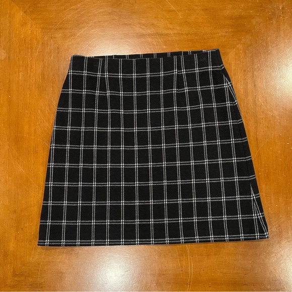 NEW J.Jill Black/Cream Windowpane Plaid Mini Skirt SP Small Petite Cotton Blend - Picture 2 of 16
